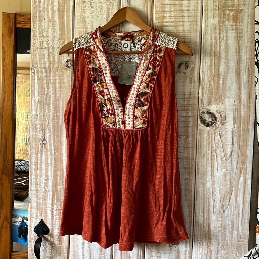 Sleeves slub cotton top Size L From Anthropologie - Picture 1 of 6
